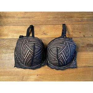 Adore Me 36DDD black nude lingerie bra sexy cage straps